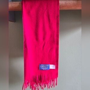 Pendleton Red Wool Scarf Unisex Preppy Fringed Made In Usa